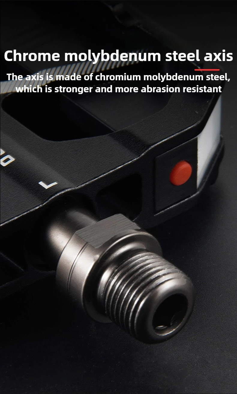 Aluminum Mtb Platform Pedals 3 Bearings Nonslip Lightweight Wide Black Bicycle Pedals with Light for MTB Road Touring Bicycle