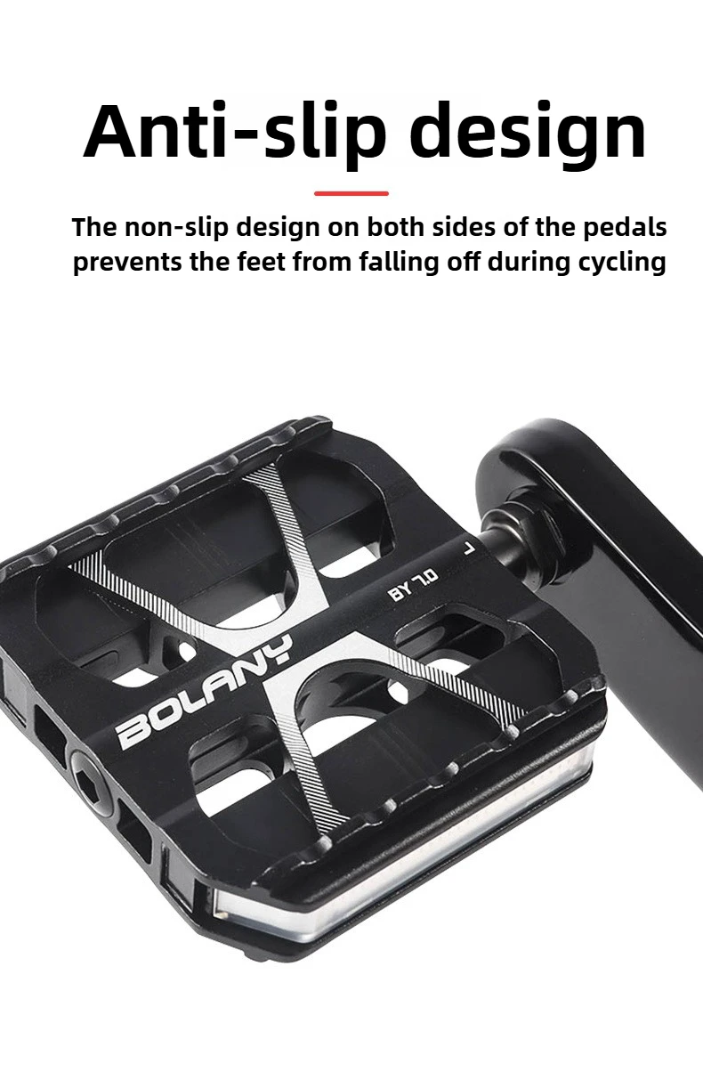 Aluminum Mtb Platform Pedals 3 Bearings Nonslip Lightweight Wide Black Bicycle Pedals with Light for MTB Road Touring Bicycle