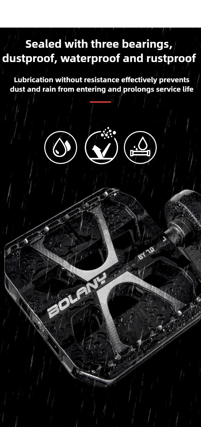 Aluminum Mtb Platform Pedals 3 Bearings Nonslip Lightweight Wide Black Bicycle Pedals with Light for MTB Road Touring Bicycle