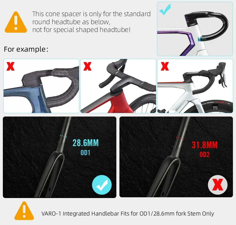 Full Carbon Fiber Bicycle Cockpit, Road Bike Internal Cable Integrated Handlebar Di2 With Mount & Spacer, Clip Diameter 28.6mm