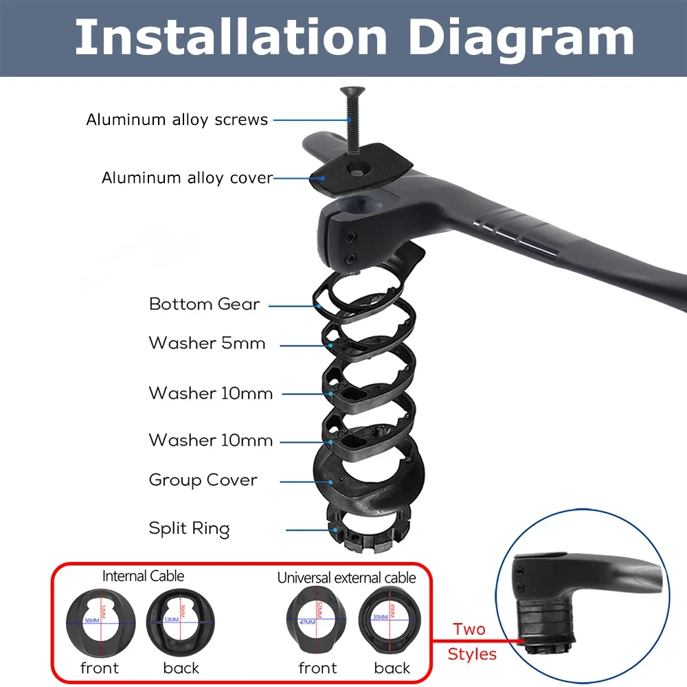 Full Carbon Fiber Bicycle Cockpit, Road Bike Internal Cable Integrated Handlebar Di2 With Mount & Spacer, Clip Diameter 28.6mm