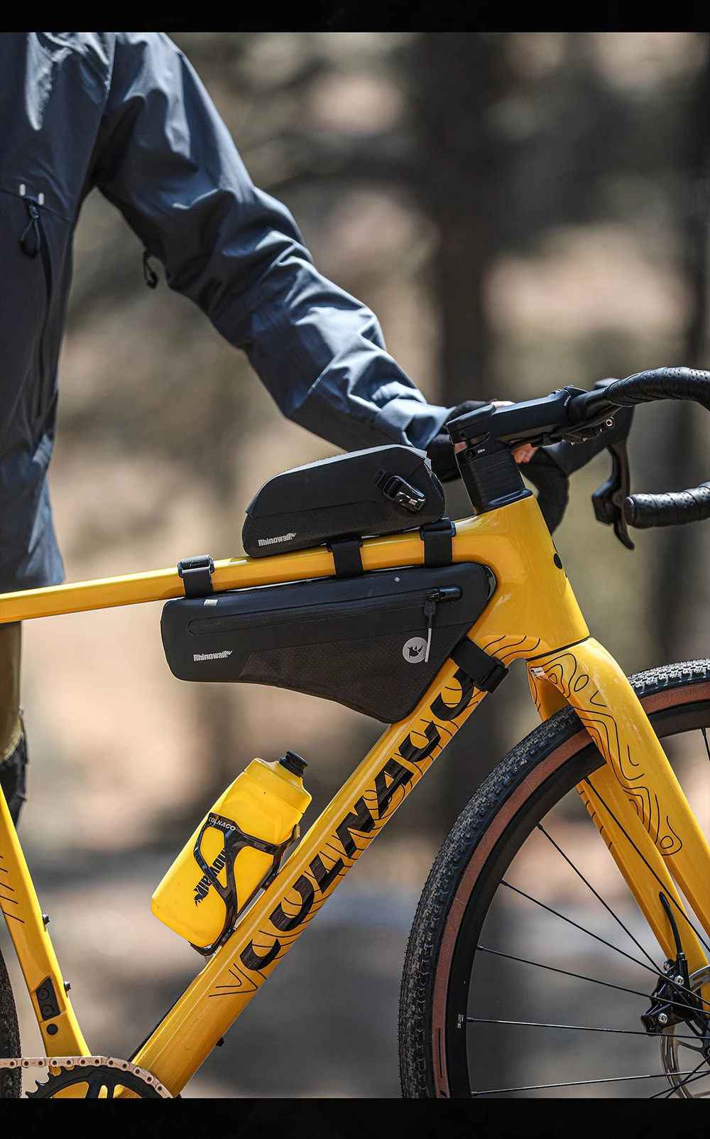 Rhinowalk Bike Frame Bag 1.7/2.6L IPX4 Waterproof Triangle Tube Bag Anti-slip Paint-safe For Mtb&Road Bike Cycling Bikepacking