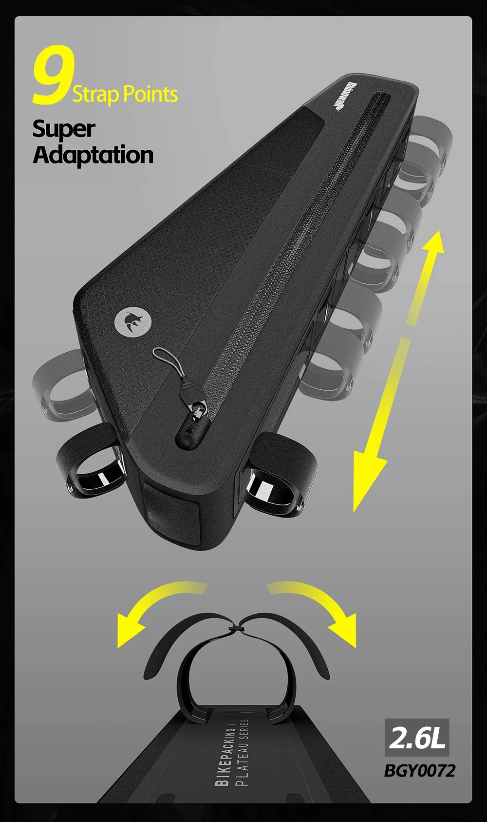 Rhinowalk Bike Frame Bag 1.7/2.6L IPX4 Waterproof Triangle Tube Bag Anti-slip Paint-safe For Mtb&Road Bike Cycling Bikepacking