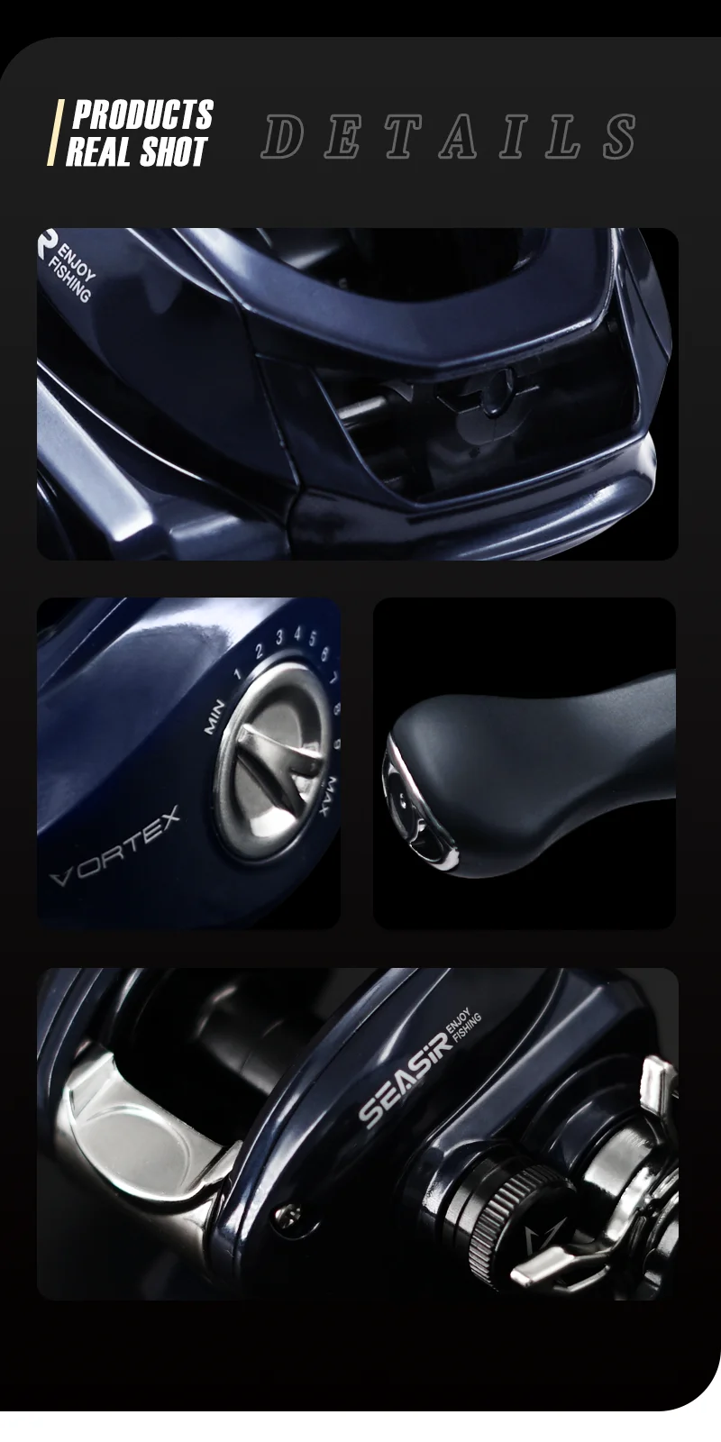 Seasir Vortex 149g Baitcasting Reel 7.0:1 High Speed Gear Ratio 5+1BB Max Drag 8kg Fresh Saltwater Fishing Coil