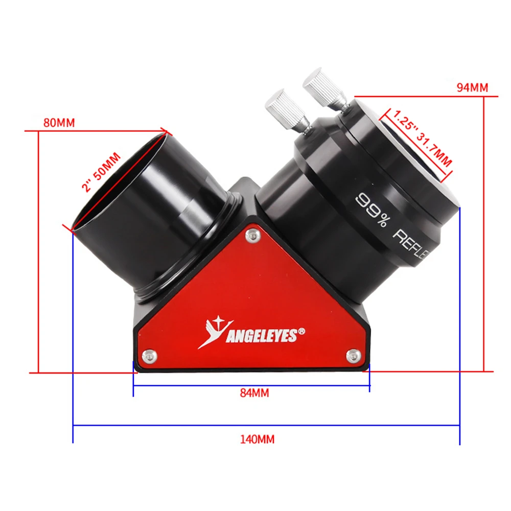 2" 99% Reflectivity Dielectric Mirror Diagonal for Refractors+1.25 Inch Adapter Telescope Accessories