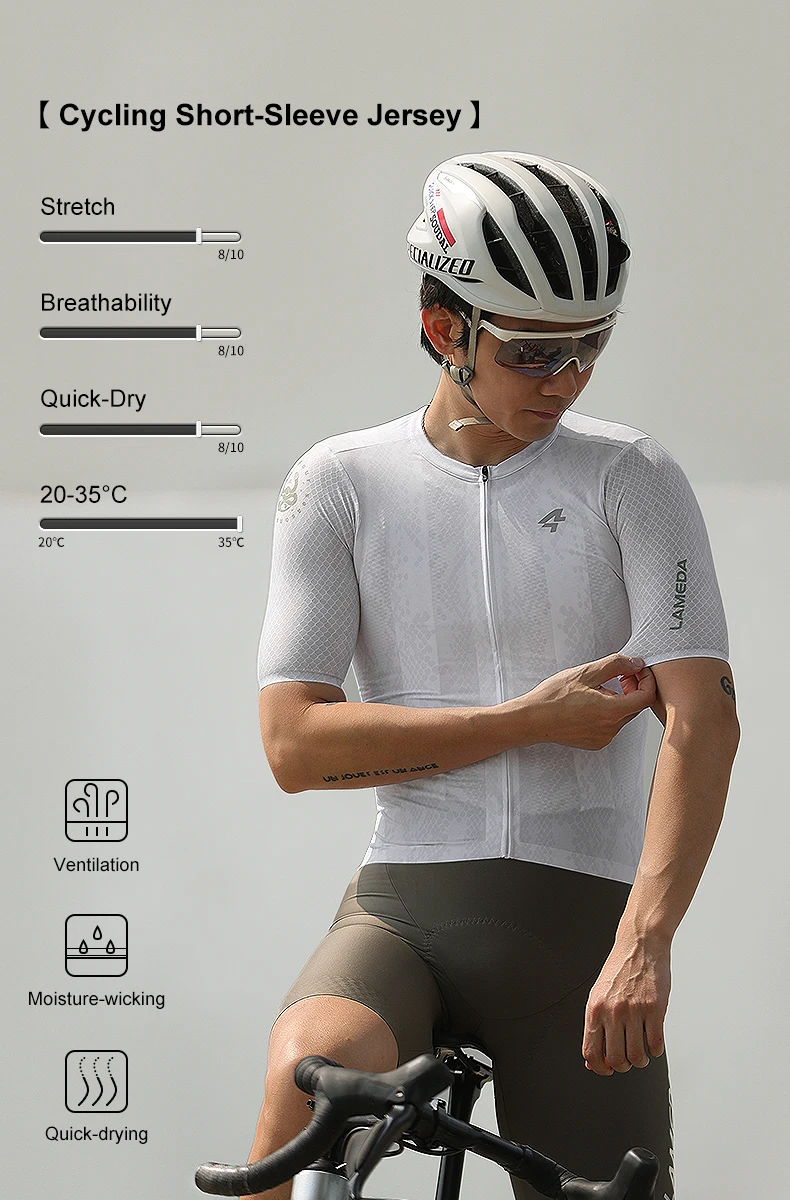 LAMEDA Pro Cycling Short Sleeve Jersey Men Breathable Quick-Dry Bike Clothing MTB Cycling Jersey Comfortable Fit for Road Bike
