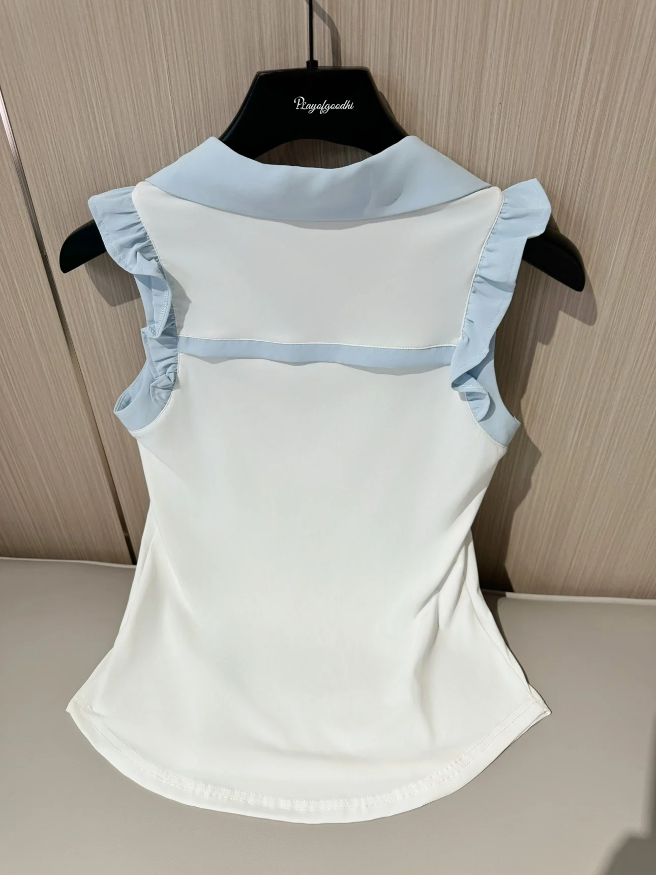 PL New Golf Clothes Women Ruffle Sleeveless V-Neck T-shirt Ladies Fly Sleeve Slim Tank Top High Waist Pleated Tennis Skirts Golf