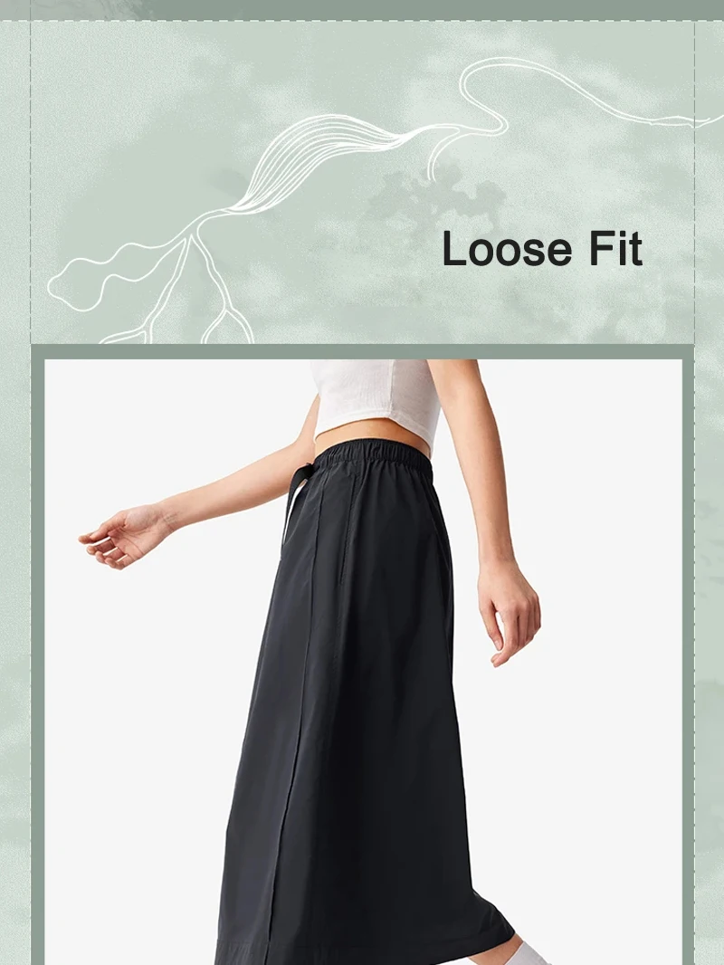 Li-Ning Women's Sports Style Dress Polyester Loose Fit Breathable Adjustable LiNing Fashionable Long Skirt ASKV252