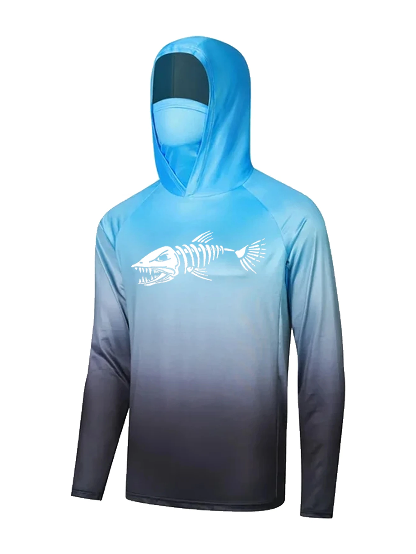 UPF 50+ Hooded Fishing Clothes Men Face Cover Hoodie Sun Protection Mask Breathable Jersey