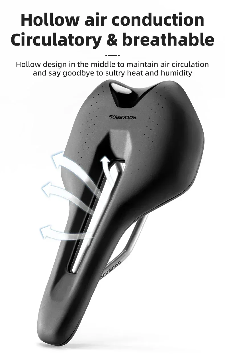 ROCKBROS Ultralight Bicycle Saddle Hollow Breathable Shock-Absorption Nylon MTB Road Bicycle Saddle Chrome Molybdenum Steel Seat