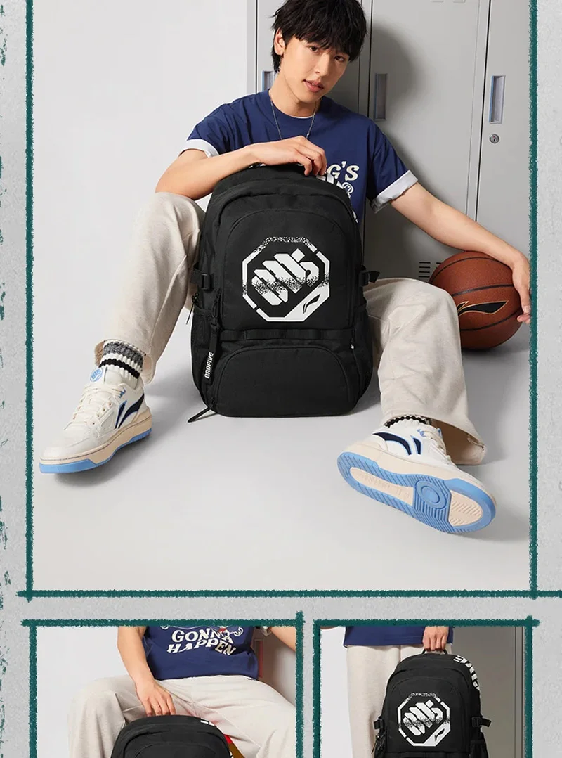 Li-Ning Unisex BADFIVE Basketball Bag 310*220*480mm Capacity 32.7L Adjustable Strap LiNing Men Women Bags ABSV093