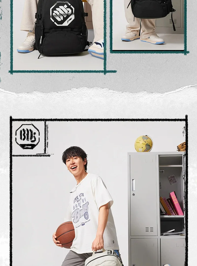 Li-Ning Unisex BADFIVE Basketball Bag 310*220*480mm Capacity 32.7L Adjustable Strap LiNing Men Women Bags ABSV093