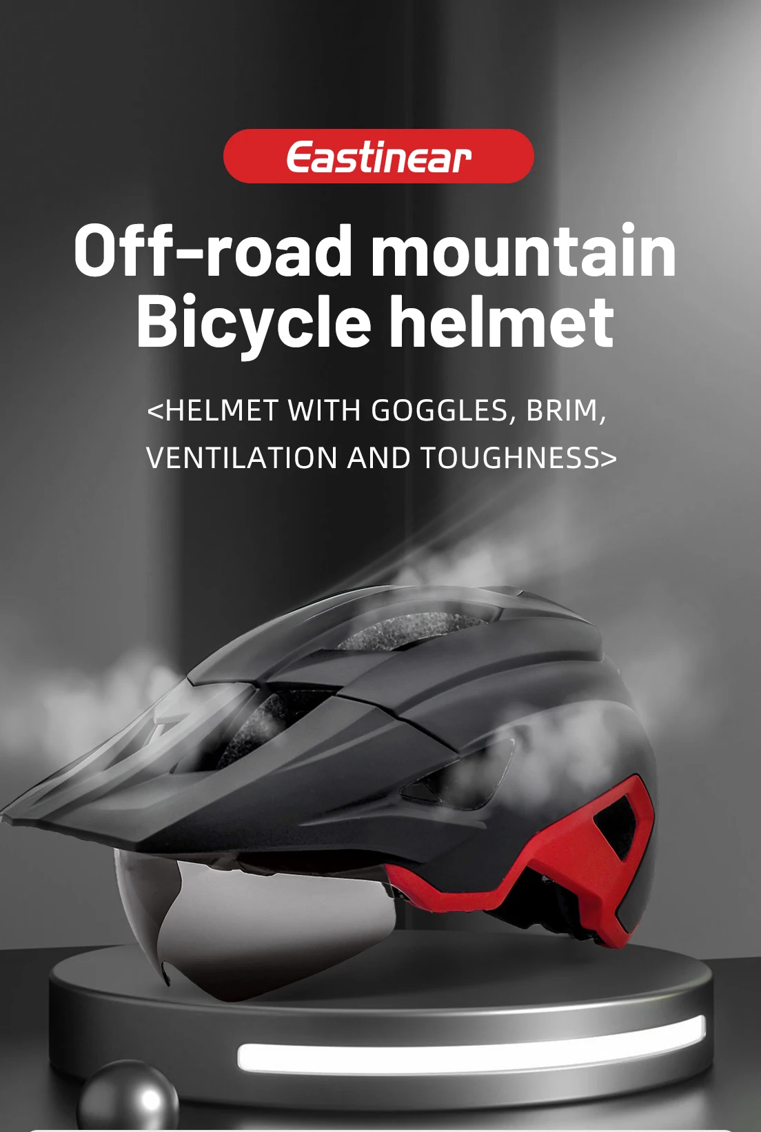 Eastinear LED Bicycle Helmet Sun Goggles Sun Visor Rechargeable LED Tail Lights Men's Outdoor Sports MTB Bicycle Equipment