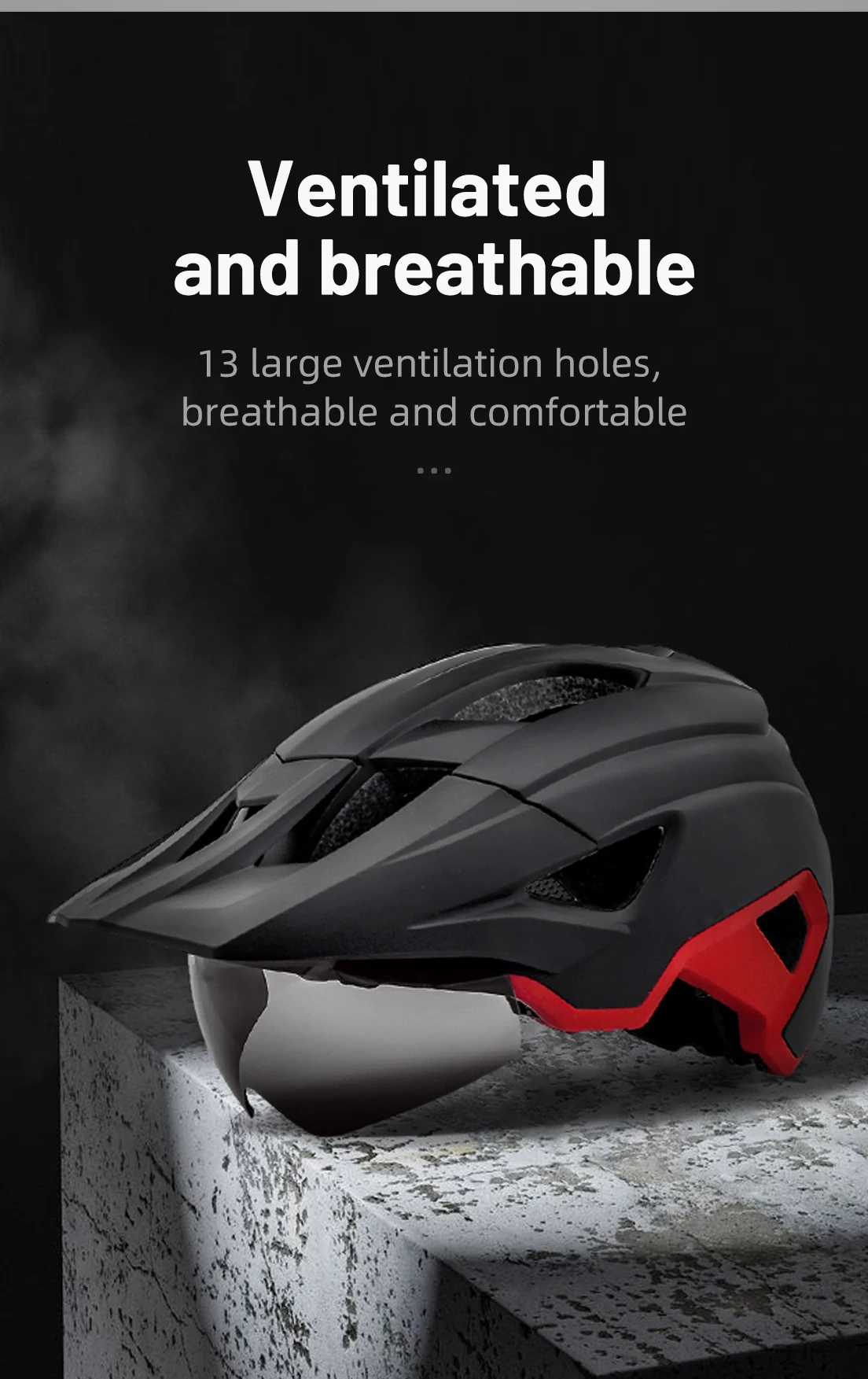 Eastinear LED Bicycle Helmet Sun Goggles Sun Visor Rechargeable LED Tail Lights Men's Outdoor Sports MTB Bicycle Equipment