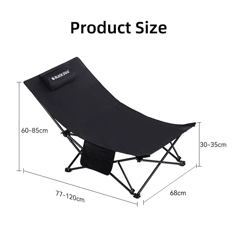Blackdog Outdoor Folding Recliner Fishing Chair With Cotton Pillow Nap Chair Home Leisure Lazy Chair Portable Storage Camping