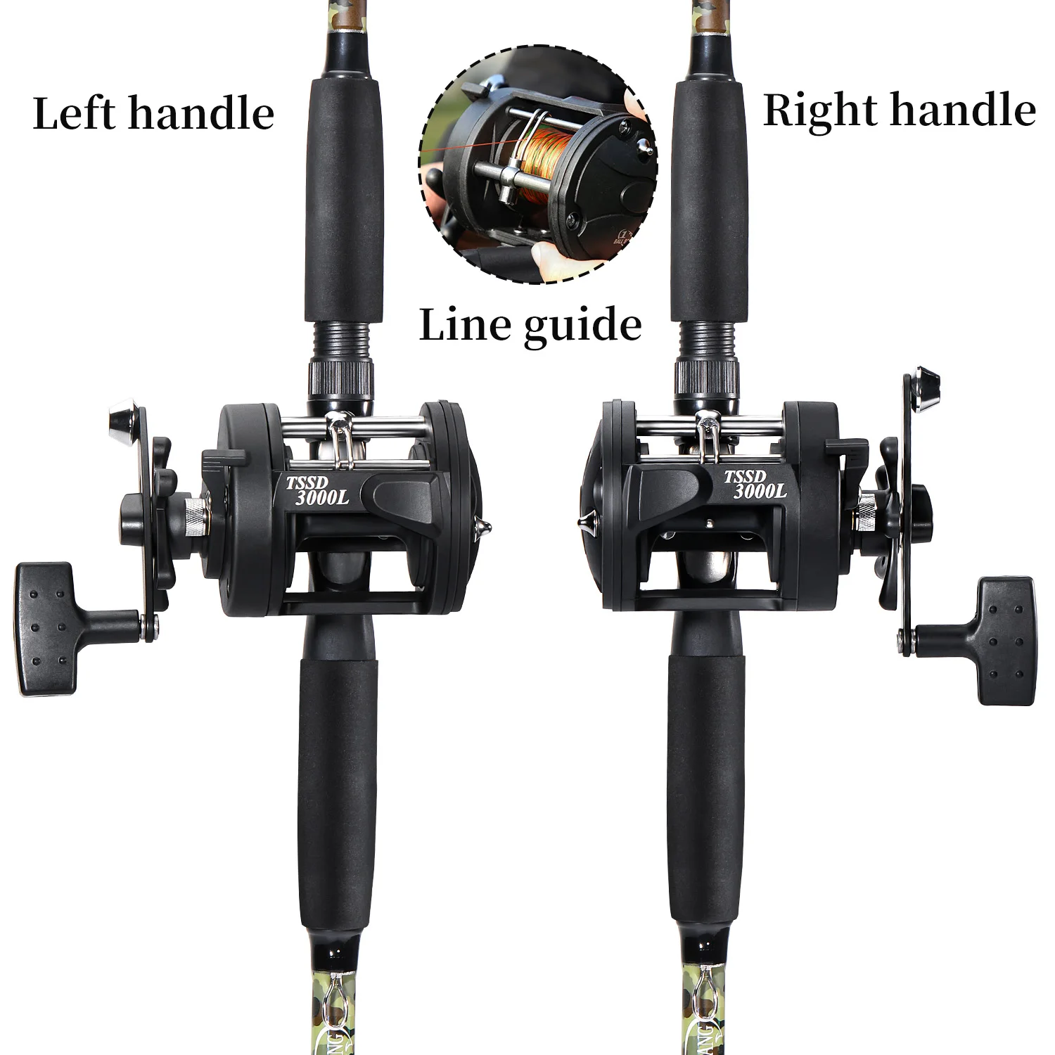 Sougayilang Trolling Reel Level Wind Graphite Body Fishing Reel, Durable Stainless-Steel, Large Line Capacity for Saltwater