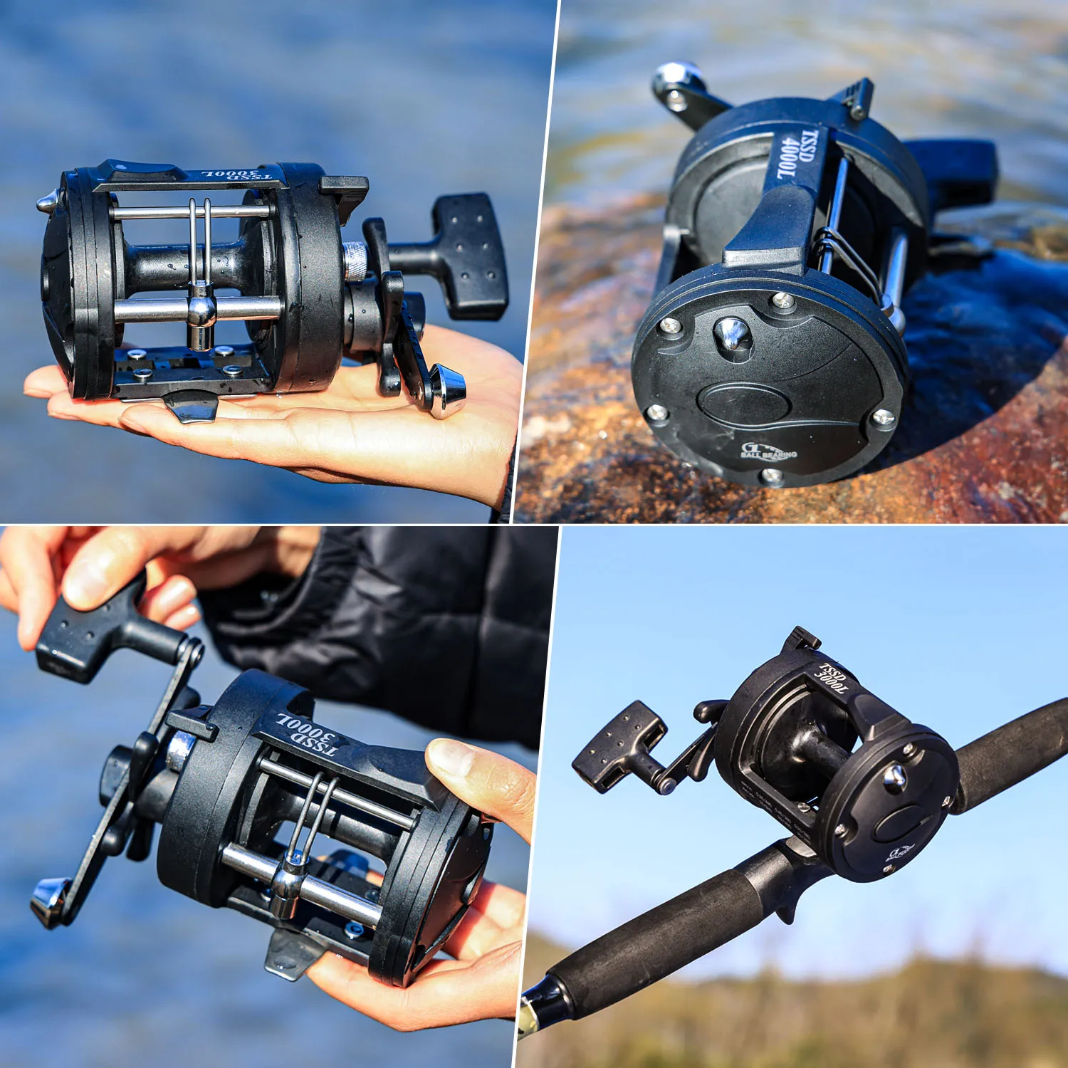 Sougayilang Trolling Reel Level Wind Graphite Body Fishing Reel, Durable Stainless-Steel, Large Line Capacity for Saltwater