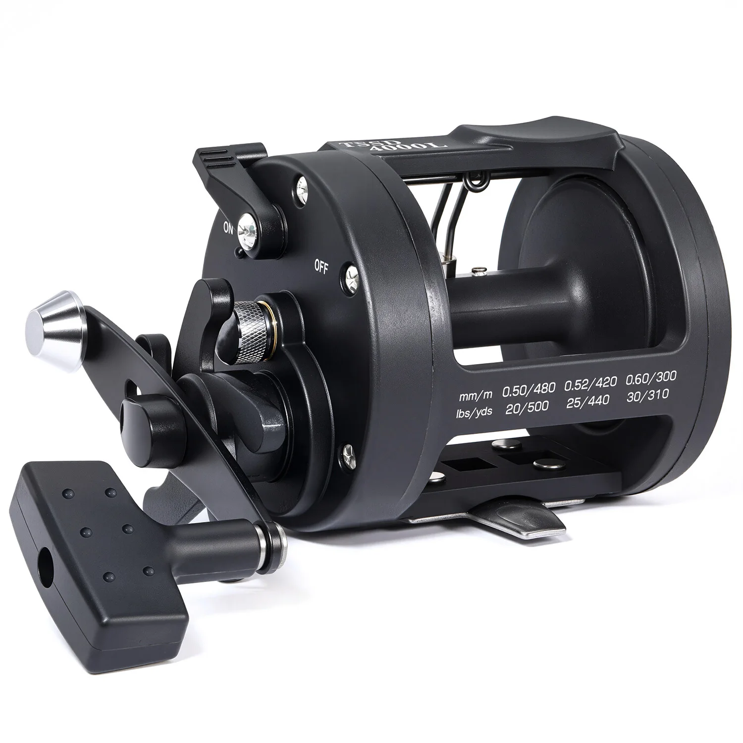 Sougayilang Trolling Reel Level Wind Graphite Body Fishing Reel, Durable Stainless-Steel, Large Line Capacity for Saltwater
