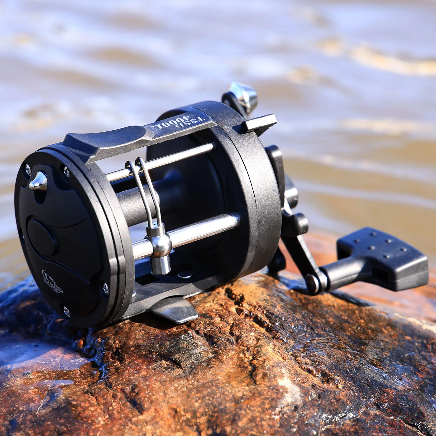 Sougayilang Trolling Reel Level Wind Graphite Body Fishing Reel, Durable Stainless-Steel, Large Line Capacity for Saltwater