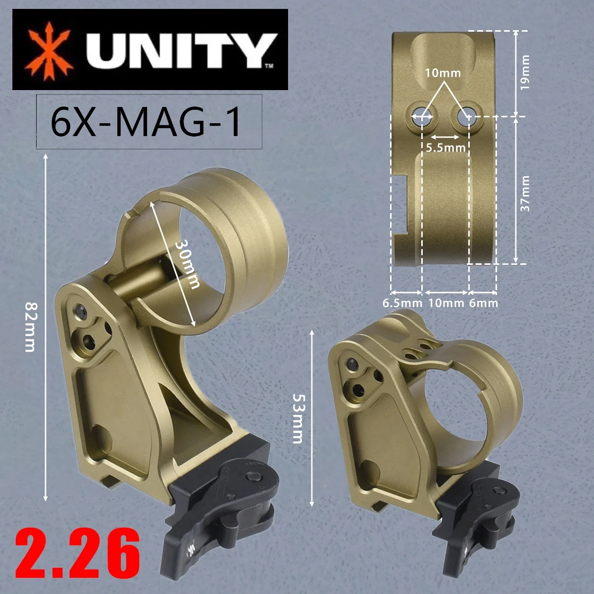 Unity Fast Mount G33 G43 G45 Scope Mounts FTC 3X 6x Magnifier With QD Lever 2.26" 2.91"Optical Height G23 G30 6X-MAG-1 MOUNT
