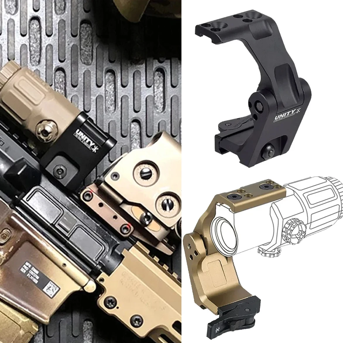 Unity Fast Mount G33 G43 G45 Scope Mounts FTC 3X 6x Magnifier With QD Lever 2.26" 2.91"Optical Height G23 G30 6X-MAG-1 MOUNT