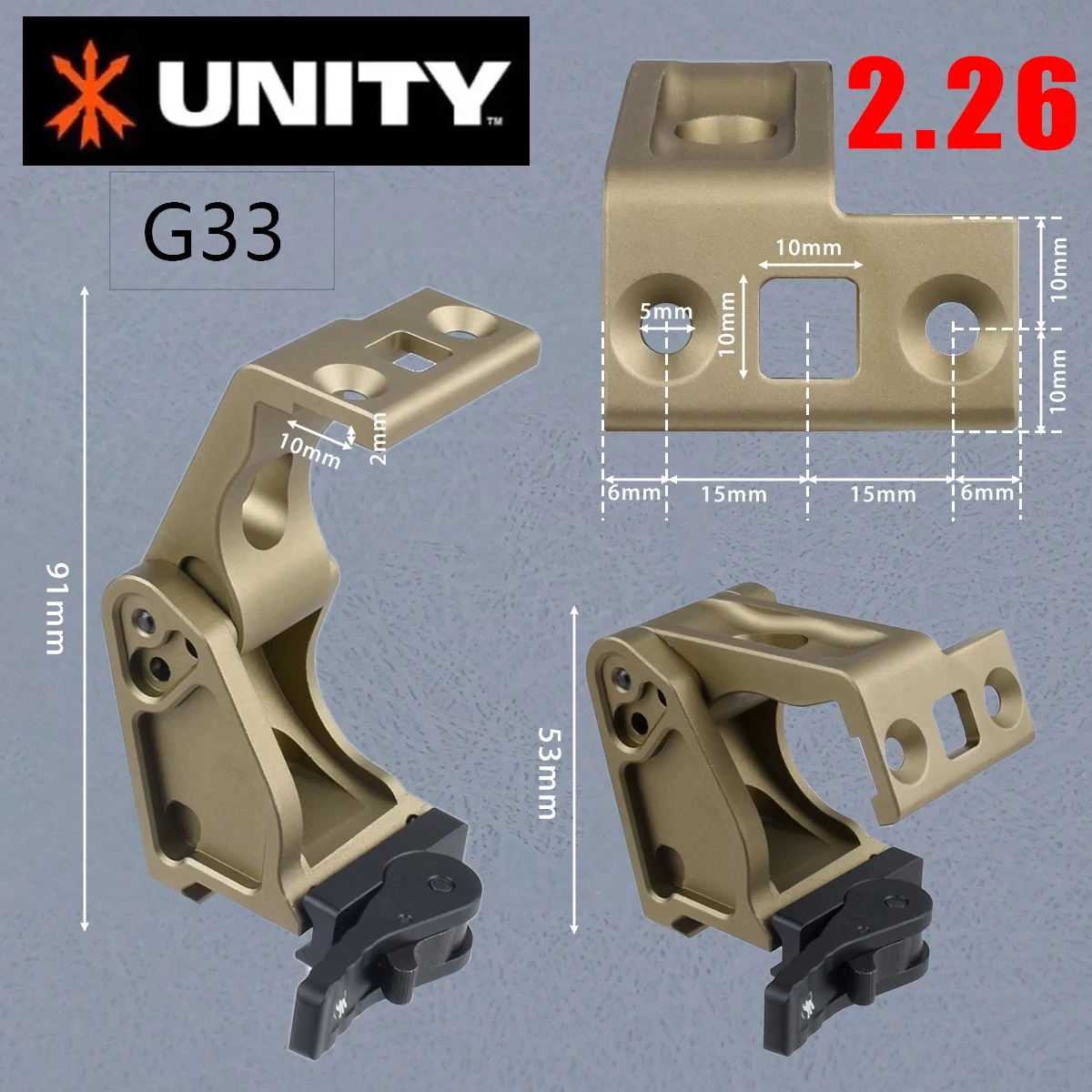Unity Fast Mount G33 G43 G45 Scope Mounts FTC 3X 6x Magnifier With QD Lever 2.26" 2.91"Optical Height G23 G30 6X-MAG-1 MOUNT