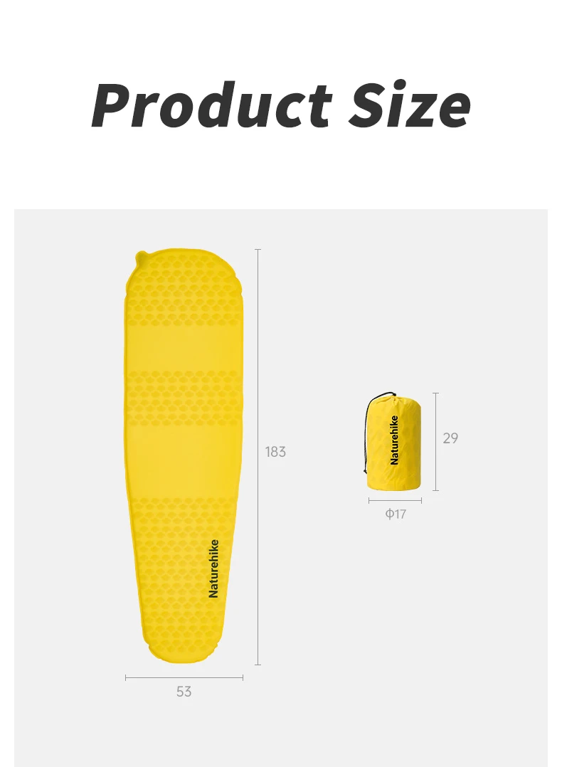 Naturehike R 3.5 Self-inflating Mattress Folding Inflatable Foam Sleeping Pad 20D Nylon TPU Camping Mat Lightweight Beach Travel