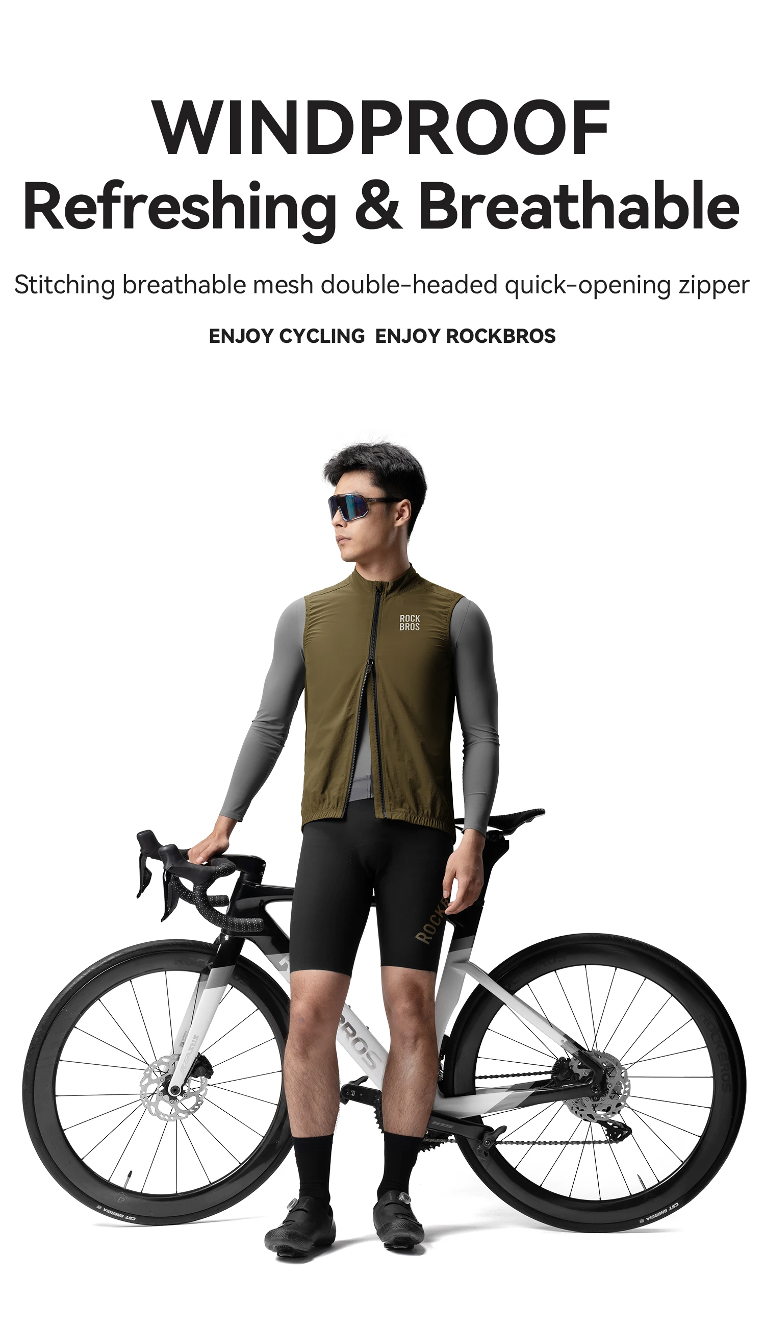 ROCKBROS Cycling Vest Breathable Windproof Bicycle Vest Sun protection Lightweight Ciclismo Mtb Bike Sleeveless Vest Men Women