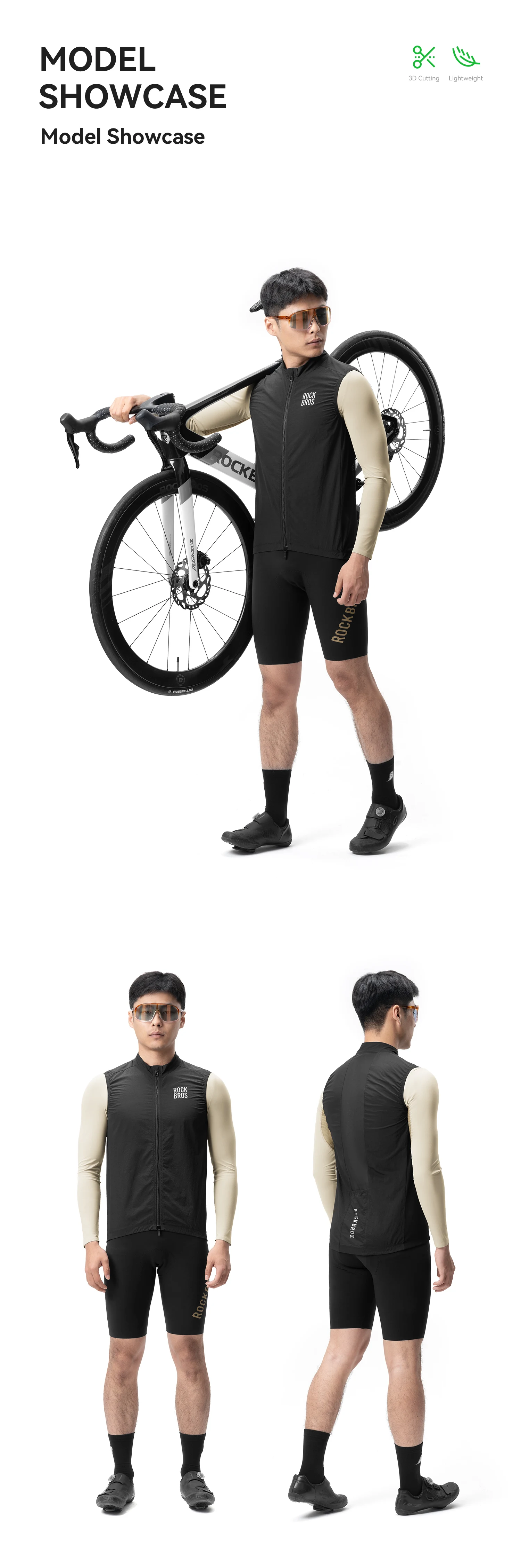 ROCKBROS Cycling Vest Breathable Windproof Bicycle Vest Sun protection Lightweight Ciclismo Mtb Bike Sleeveless Vest Men Women