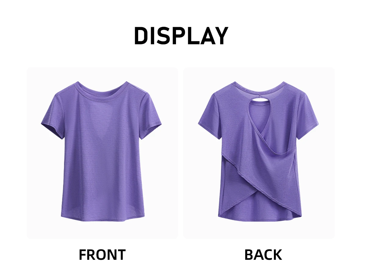 DRUR Gym Tops Women Lightweight Sweatshirt Summer Short Sleeve Quick Dry Fitness Running Tshirt Back Cross Hollow Yoga Wear New
