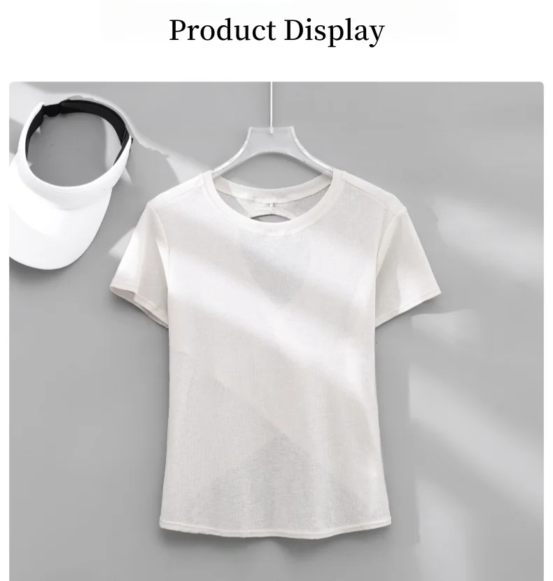 DRUR Gym Tops Women Lightweight Sweatshirt Summer Short Sleeve Quick Dry Fitness Running Tshirt Back Cross Hollow Yoga Wear New