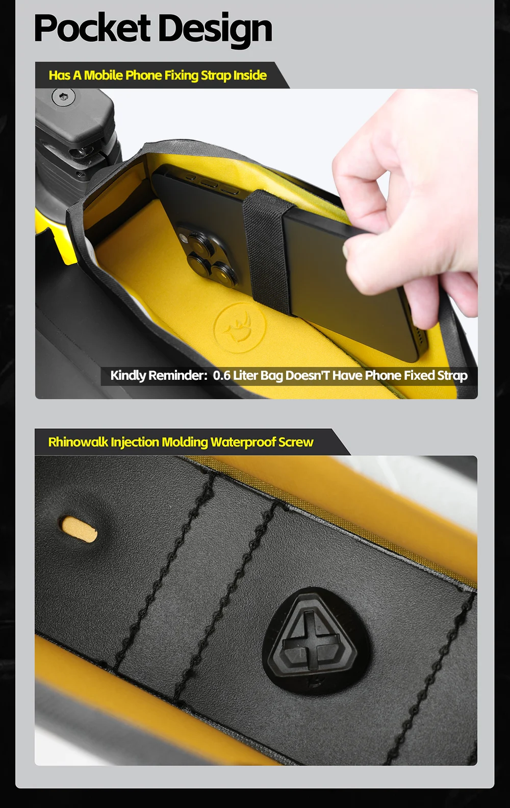 Rhinowalk Bike Top Tube Bag Magnetic Flip for MTB Road Gravel Bicycle Accessories,waterproof Bike Bag