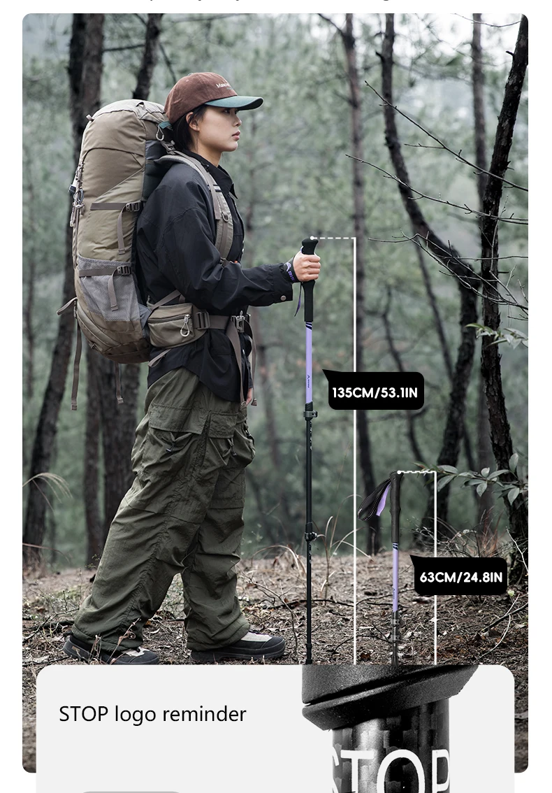 BISINNA 2pcs Trekking Poles Carbon Fiber Walking Sticks Ultra-light Telescopic Outdoor Hiking Climbing Cane