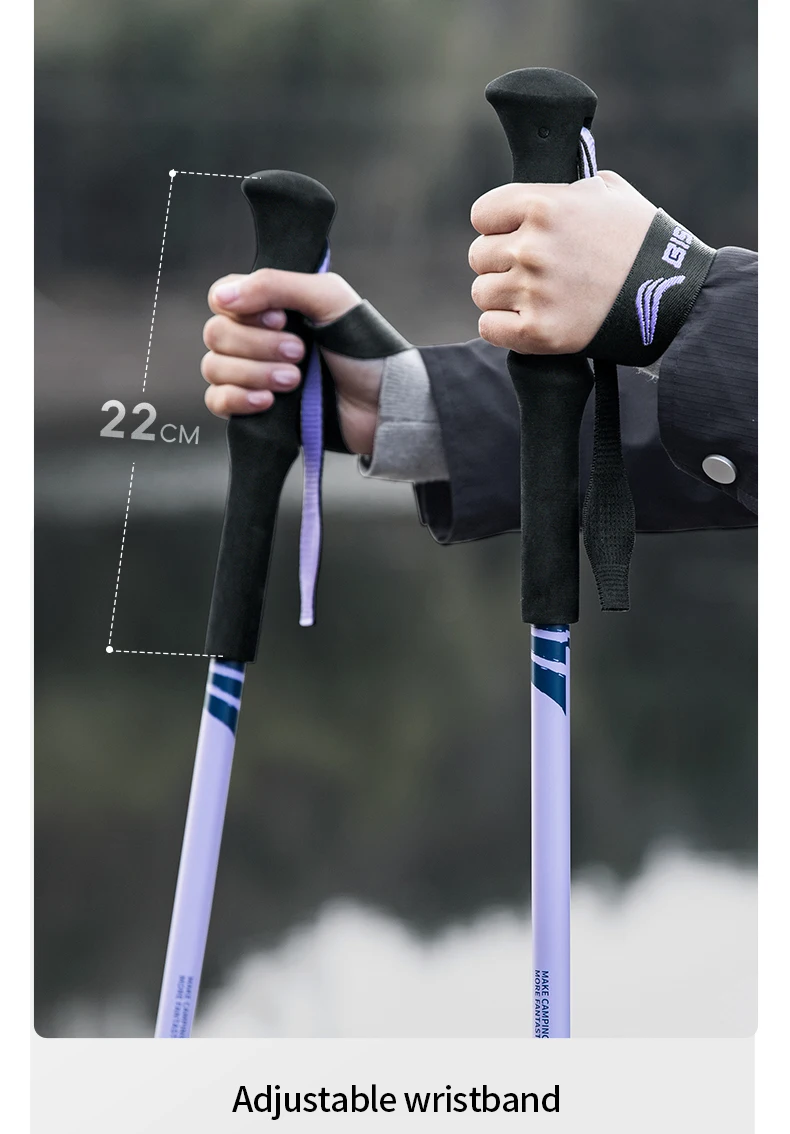 BISINNA 2pcs Trekking Poles Carbon Fiber Walking Sticks Ultra-light Telescopic Outdoor Hiking Climbing Cane