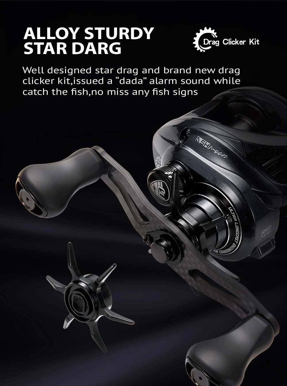 SOLOKING ASHMOON Alloy Baitcasting Reel Ultralight BFS Long Casting Reel 6.3/7.1/8.1 Gear Ratio 6KG Drag Power Fishing Reel