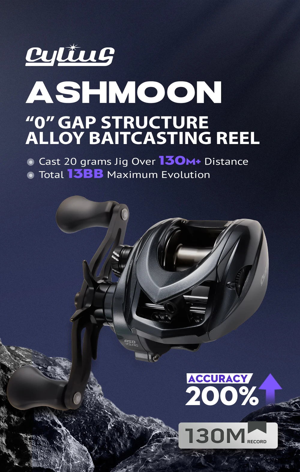 SOLOKING ASHMOON Alloy Baitcasting Reel Ultralight BFS Long Casting Reel 6.3/7.1/8.1 Gear Ratio 6KG Drag Power Fishing Reel