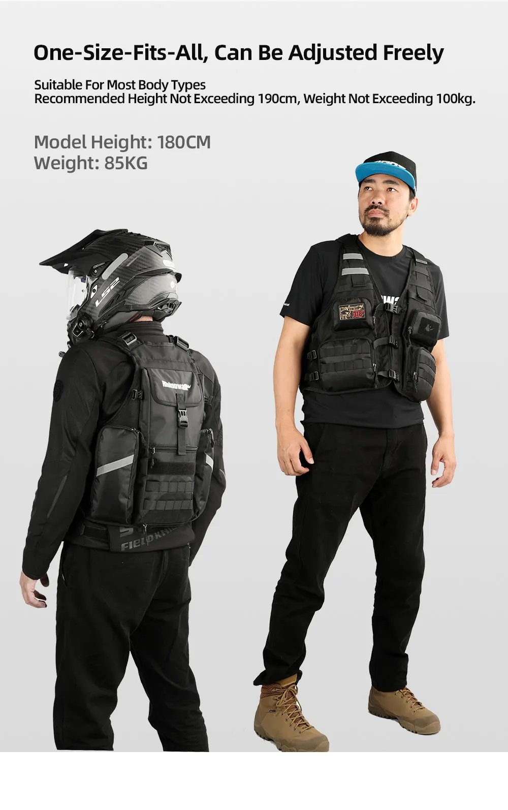 Rhinowalk Motorcycle Backpack Vest Universal Cycling Riding Outdoor Portable Traveling Sporting Pack With Helmet Net