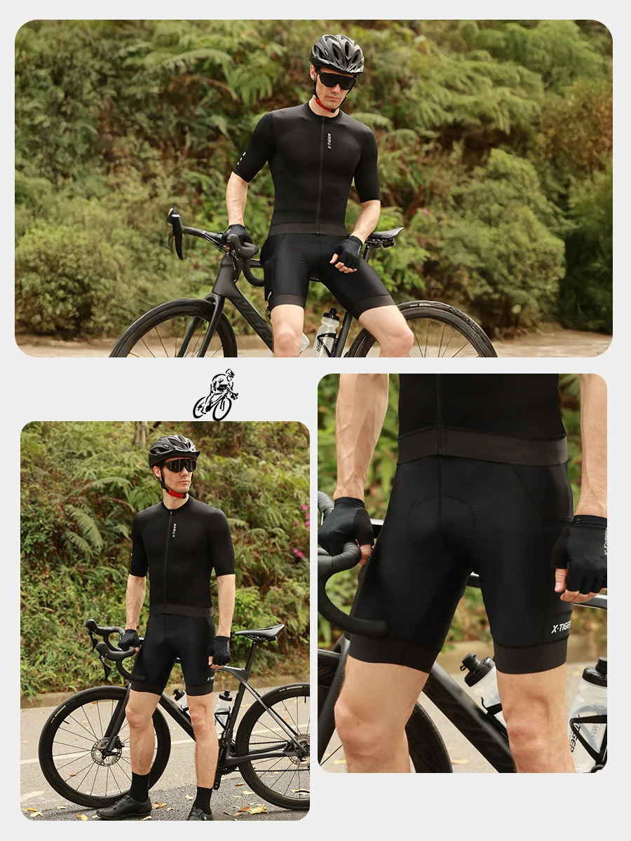 X-Tiger Cycling Jersey Man Set Summer Men's Bicycle Cycling Set Road Bike MTB Men Bike Bib Short Suit Quick-Dry Breathable 2025