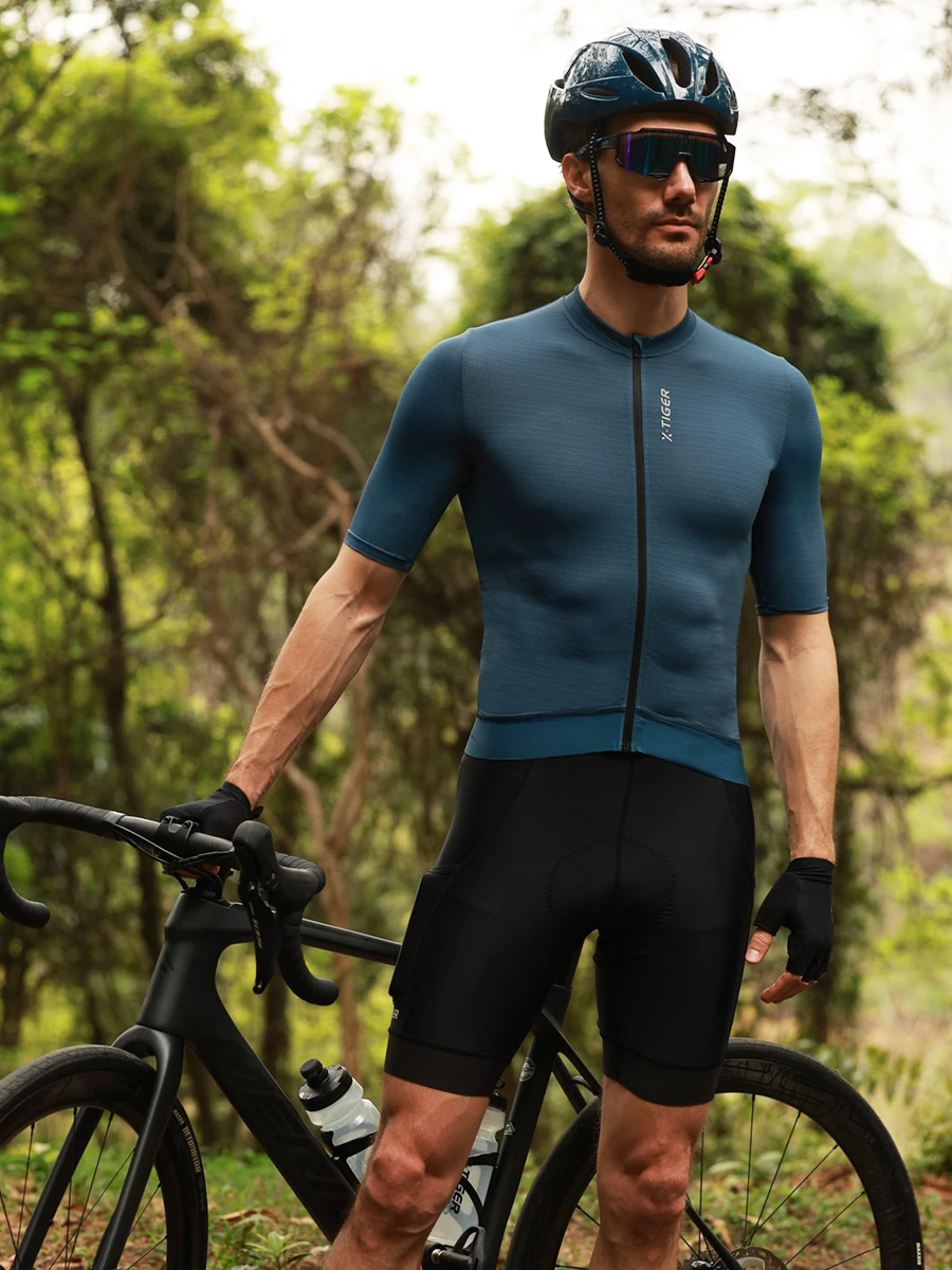 X-Tiger Cycling Jersey Man Set Summer Men's Bicycle Cycling Set Road Bike MTB Men Bike Bib Short Suit Quick-Dry Breathable 2025