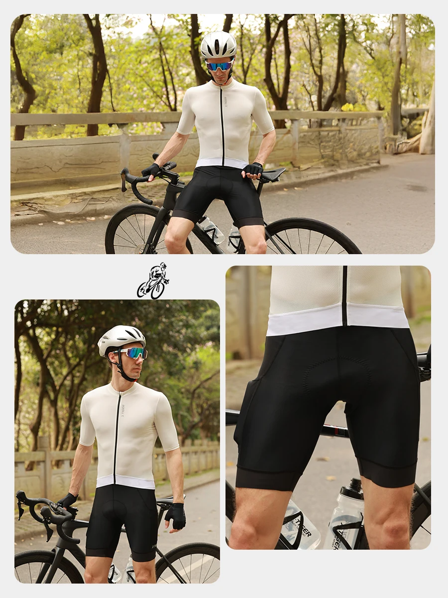 X-Tiger Cycling Jersey Man Set Summer Men's Bicycle Cycling Set Road Bike MTB Men Bike Bib Short Suit Quick-Dry Breathable 2025