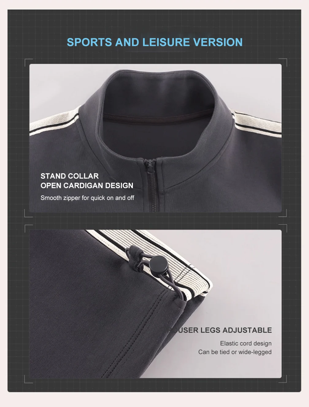 GOLDEN CAMEL Women's Sports Suit Fashion Slim Fitness Gym Two-piece Jogging Suit Stand Collar Casual Long Sleeve T-shirts Pants