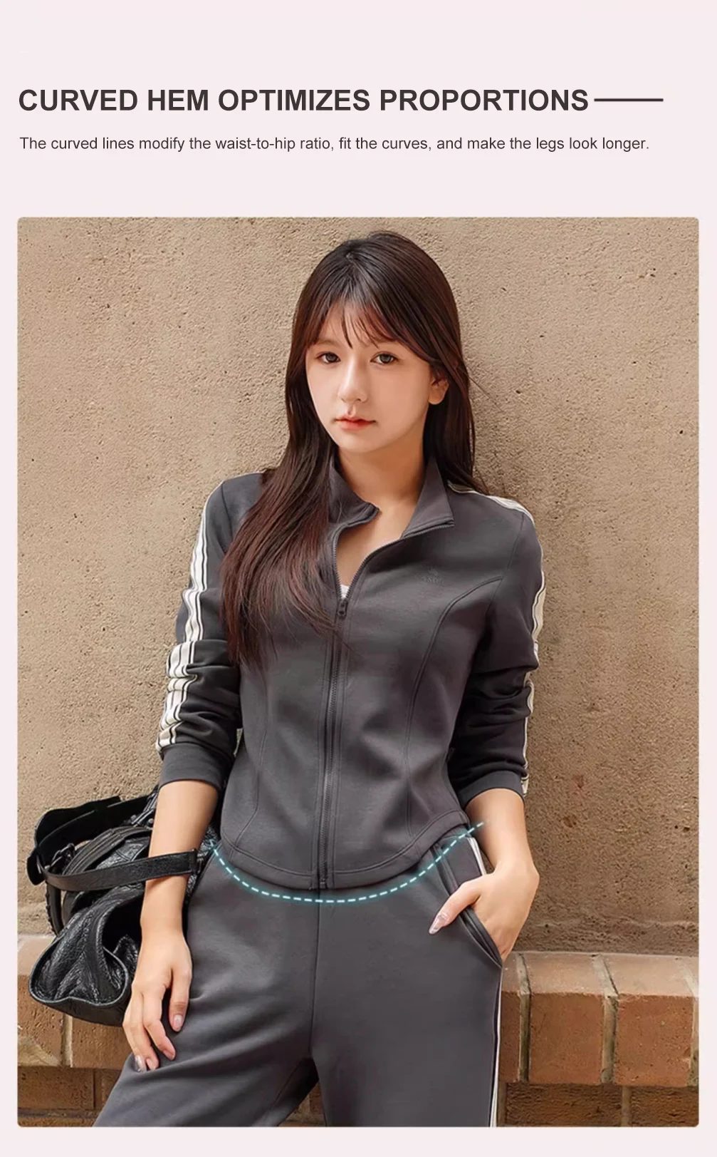 GOLDEN CAMEL Women's Sports Suit Fashion Slim Fitness Gym Two-piece Jogging Suit Stand Collar Casual Long Sleeve T-shirts Pants
