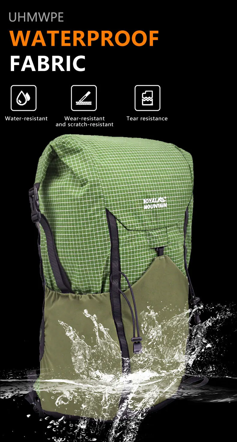 25L Ultralight Backpack UHMWPE XPAC Foldable Hiking Backpack - Anti-Slash Roll-Top Daypack Casual Trekking Rucksack Only 450g