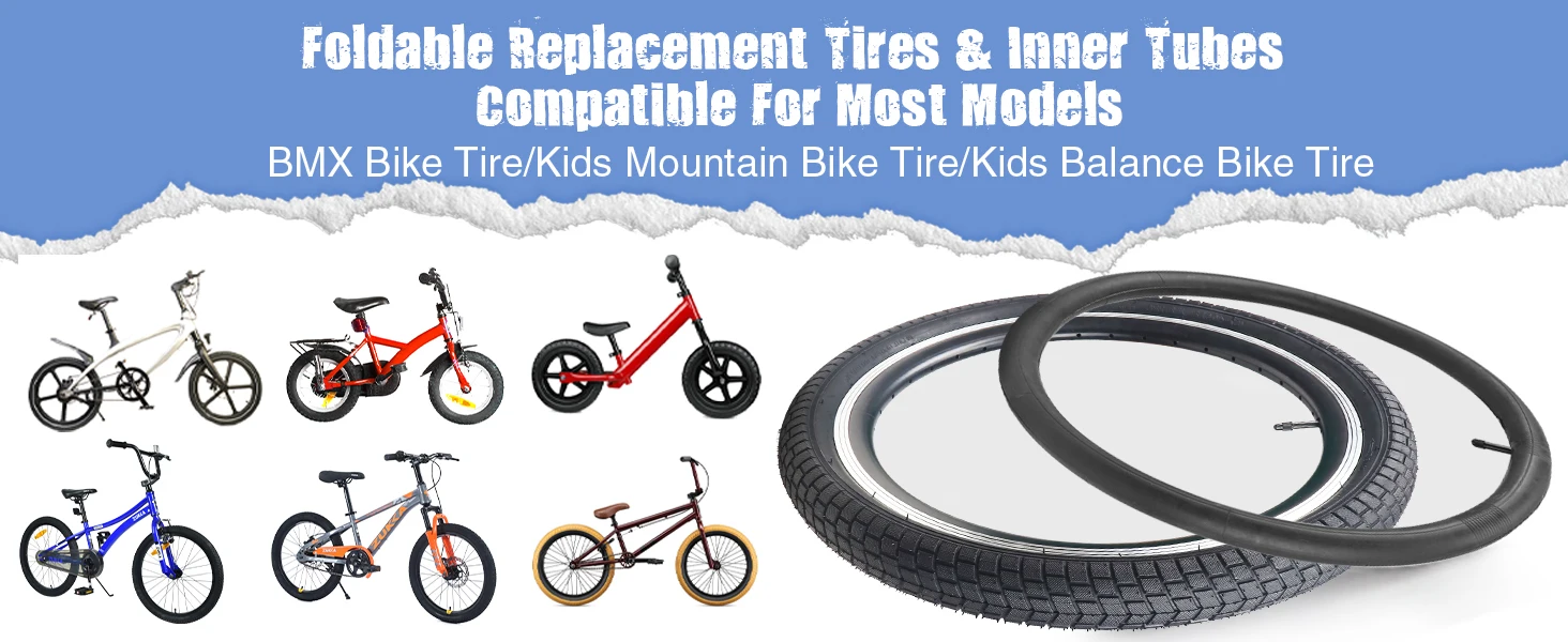 ZUKKA 20x2.125 Bike Tire 2 Pack Folding Replacement Tires Puncture Resistant Fits Kids Bikes BMX Mountain Cruiser Durable