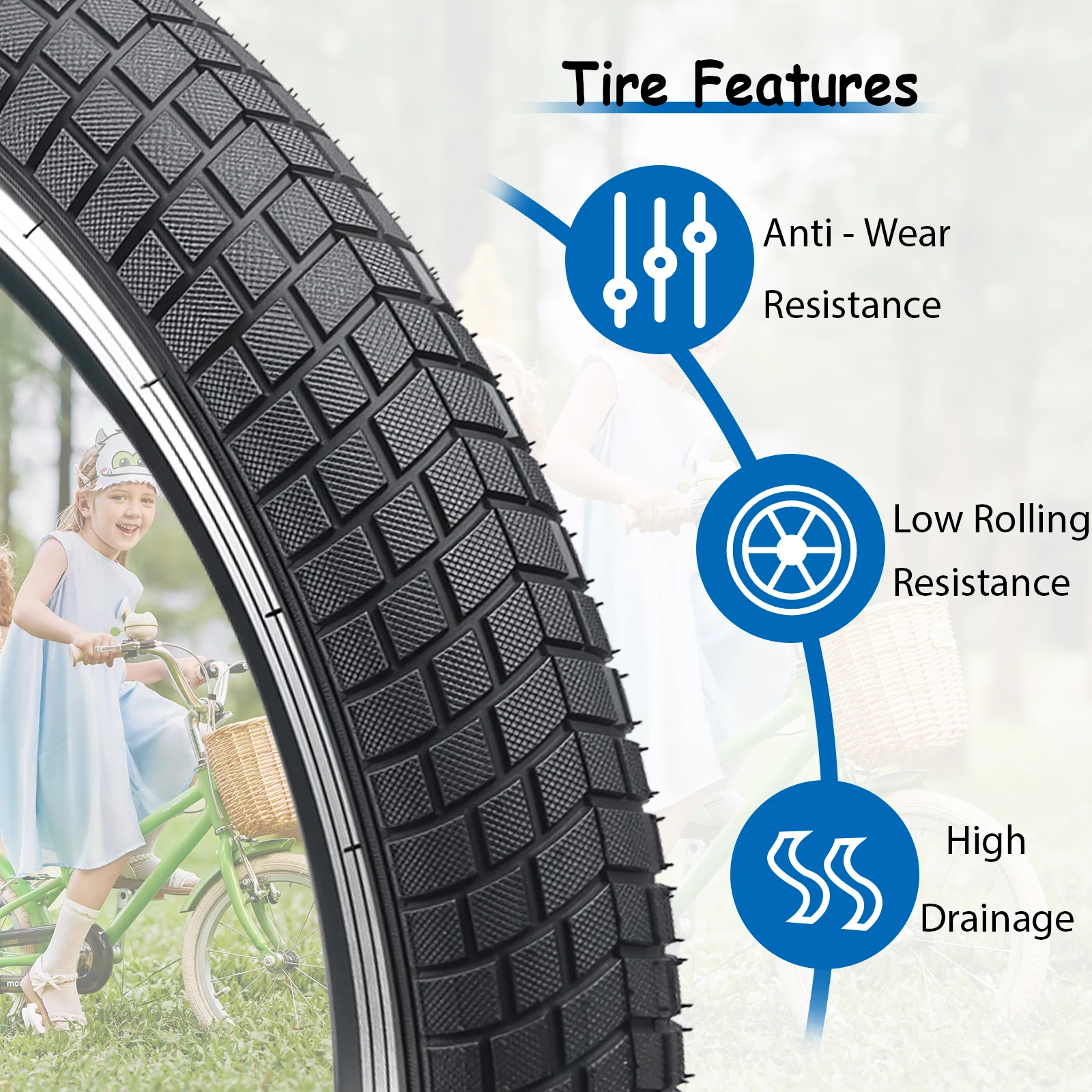 ZUKKA 20x2.125 Bike Tire 2 Pack Folding Replacement Tires Puncture Resistant Fits Kids Bikes BMX Mountain Cruiser Durable
