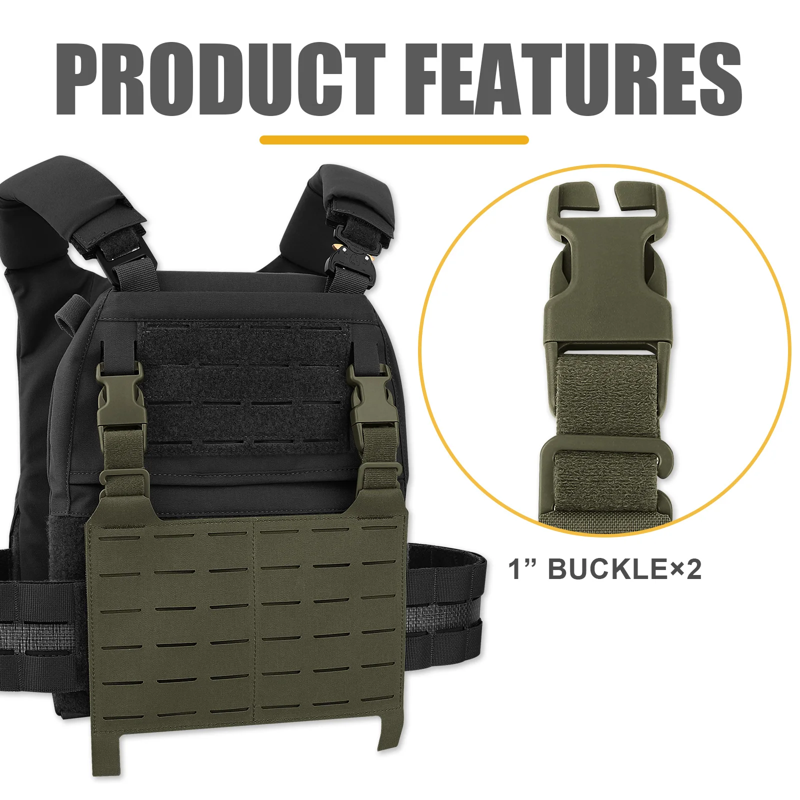KRYDEX Tactical MOLLE Front Panel Detachable Flap Adapt G Hook Buckle For Hunting Vest Plate Carrier Chest Rig Accessories