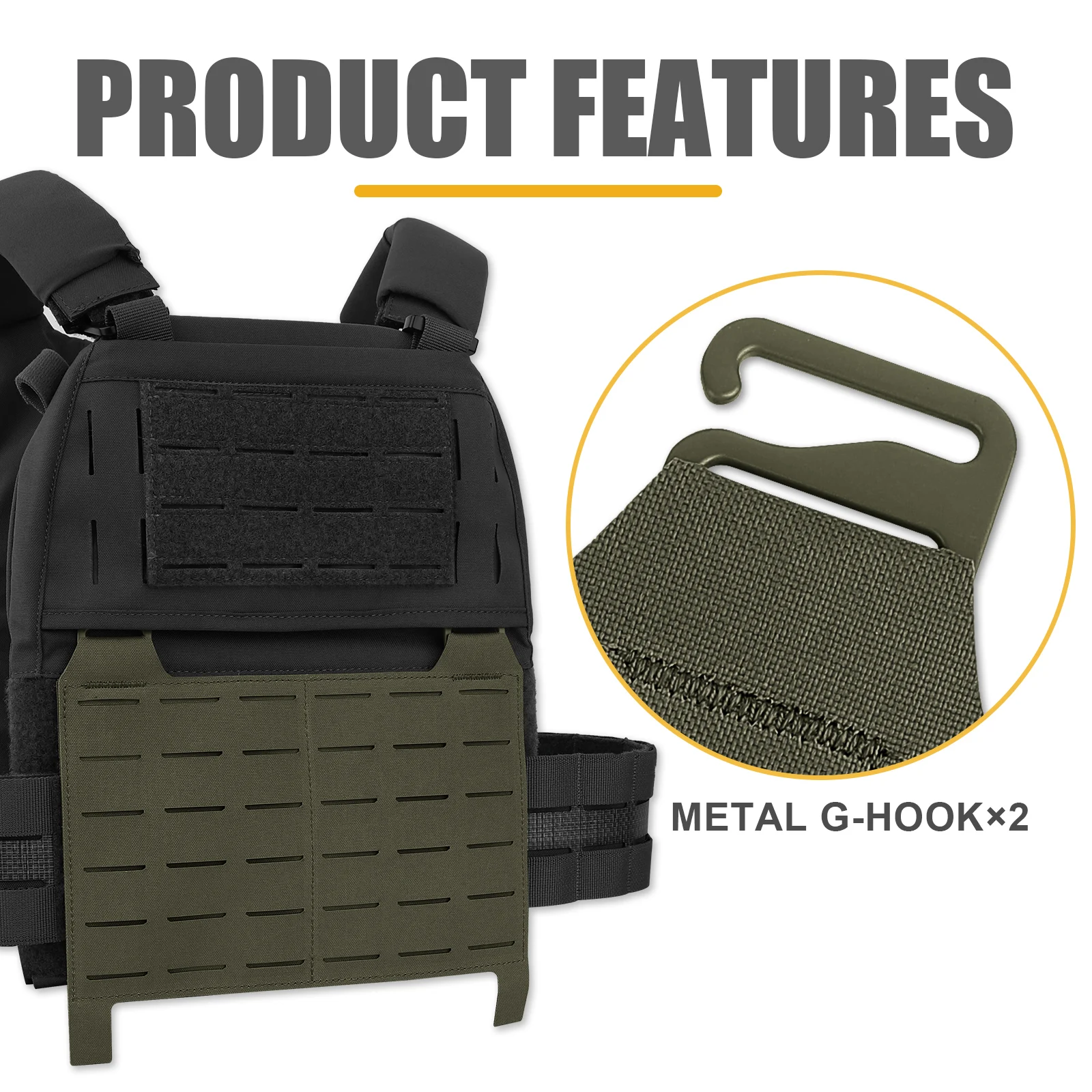 KRYDEX Tactical MOLLE Front Panel Detachable Flap Adapt G Hook Buckle For Hunting Vest Plate Carrier Chest Rig Accessories
