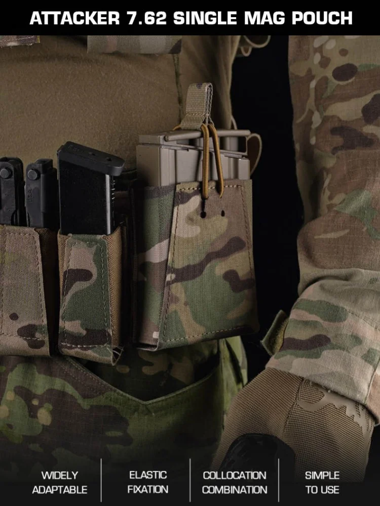 Attacker 7.62 Rifle Mag Pouch | MOLLE-Compatible Single Magazine Carrier | For Hunting Camping Use