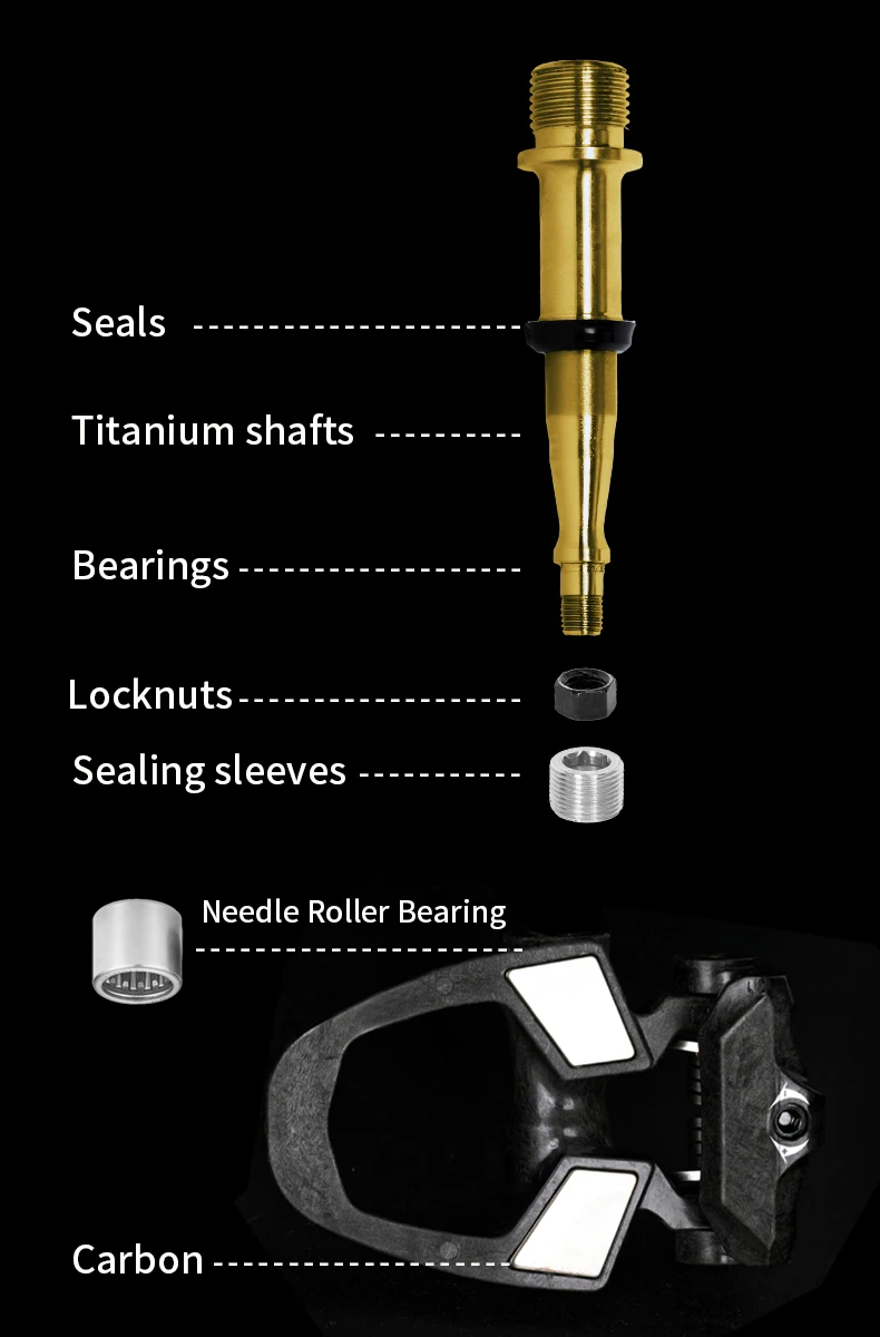 KINAN Bicycle Locking Pedals 189 Grams 94x69MM Carbon Fiber Body Titanium Alloy Axis With Tools For Road Bicycles Accessories