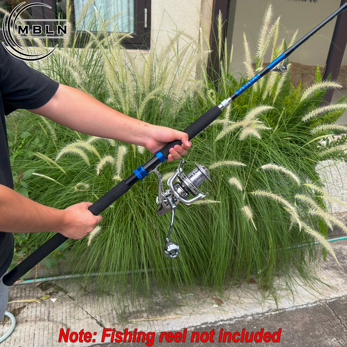 1pc Black Blue Carbon Surf Rod, 2-Section Portable Sea Fishing Pole with Metal Guides & EVA Grip, Heavy Duty for Boat/Casting/Lo